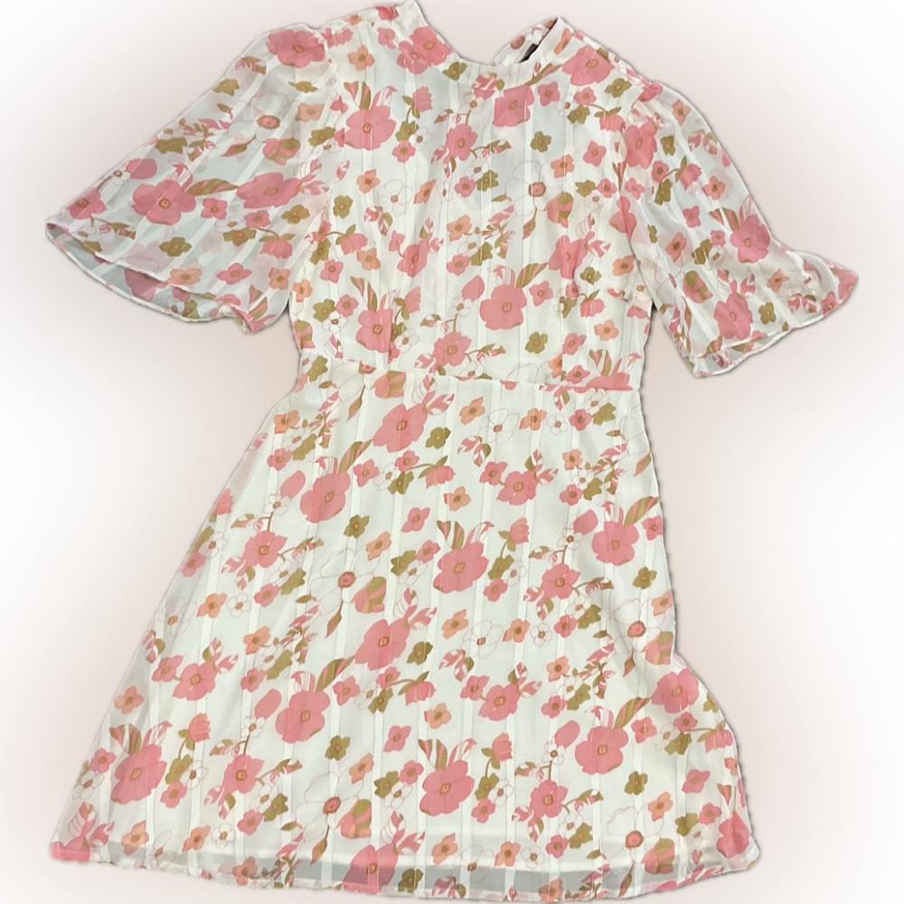 Floral Pink and White Dress